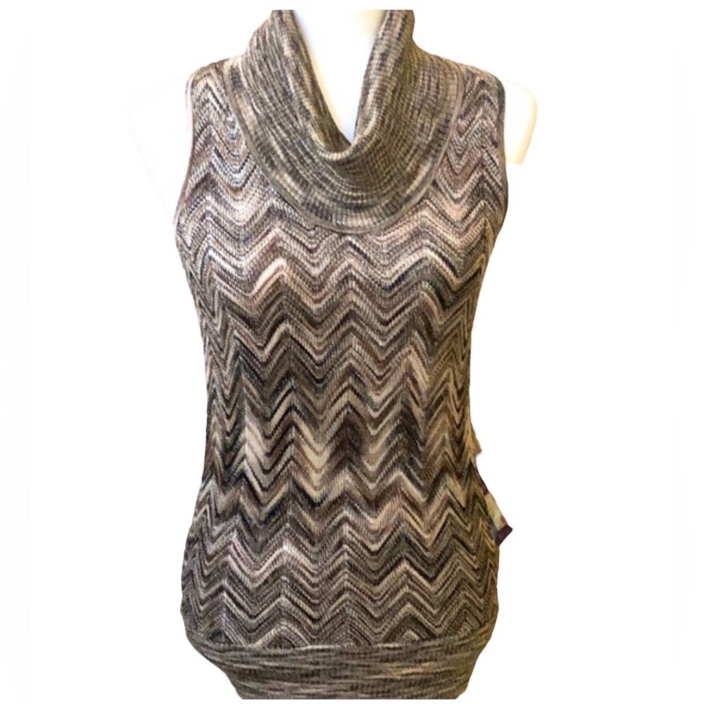INC International Concepts Gray Zigzag Cowl Neck Sweater